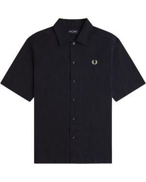 Fred Perry Basket Weave Shirt - Black