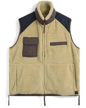 Taion Military Pile Fleece High Neck Vest - Natural