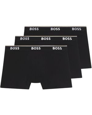 BOSS 3 Pack Cotton Power Stretch Boxer Brief - Black