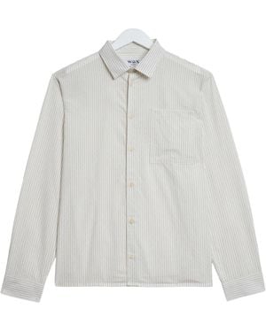 Wax London Halcomb Broken Stripe Long Sleeve Shirt - White