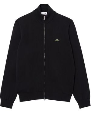 Lacoste Ah1957 Full Zip High Neck Cotton Knit - Black