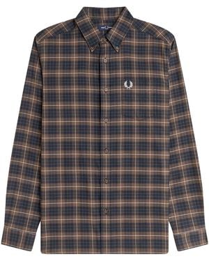 Fred Perry Brushed Twill Tartan Shirt - Grey