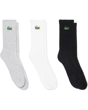 Lacoste 3-Pack Jacquard Crocodile Sport Socks - White