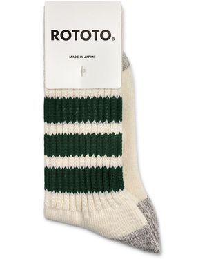 RoToTo Coarse Ribbed Old School Crew Socks - Green