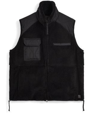 Taion Military Pile Fleece High Neck Vest - Black