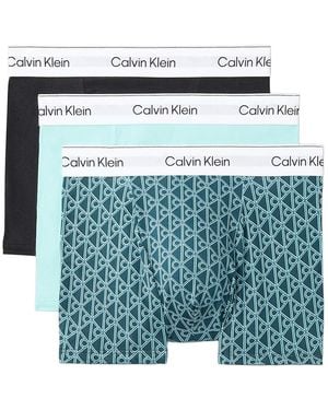 Calvin Klein 3 Pack Icon Cotton Stretch Relaxed Fit Trunk - Blue