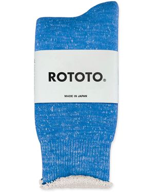 RoToTo Double Face Merino Wool Crew Socks - Blue