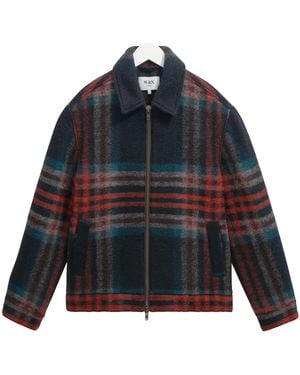 Wax London Heath Jacket Wool Check - Blue