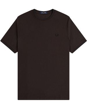 Fred Perry Trim Detail Crepe Piqué T-Shirt - Black