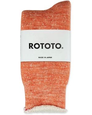RoToTo Double Face Merino Wool Crew Socks - Orange