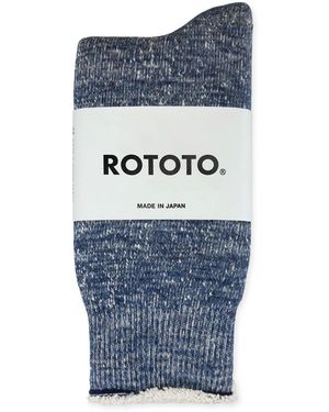 RoToTo Double Face Merino Wool Crew Socks - Blue