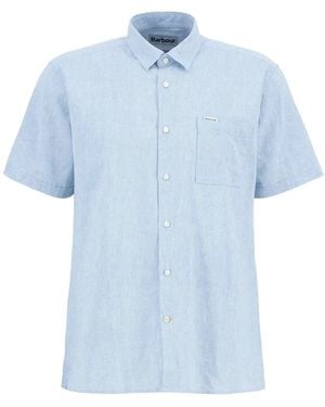 Barbour Nelson Linen Short Sleeve Shirt - Blue