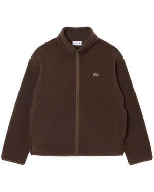 Lacoste Bh8672 High Neck Sherpa Jacket - Brown