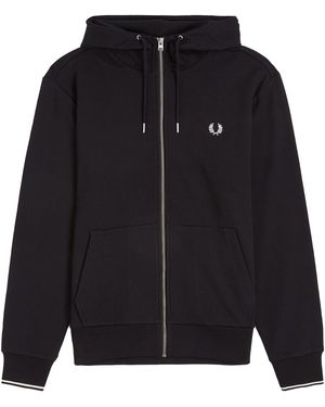 Fred Perry Zip Through Hooded Sweat - Black