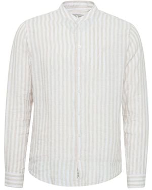 Casual Friday Anton Linen Stripe Grandad Shirt - White
