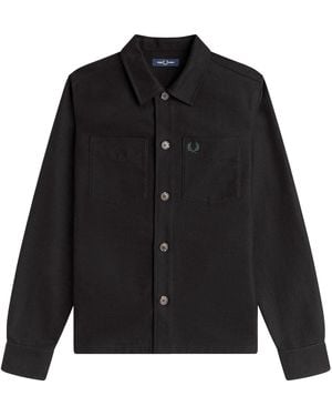 Fred Perry Brushed Twill Overshirt - Black
