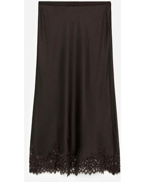 ARKET Lace-Detail Satin Skirt - Black