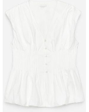 ARKET Bubble-Hem Pintuck Top - White