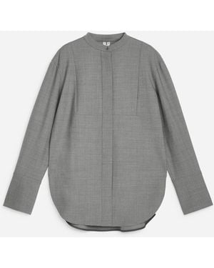 ARKET Wool-Blend Tuxedo Shirt - Grey
