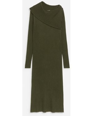 ARKET Fold-Over Knitted Dress - Green