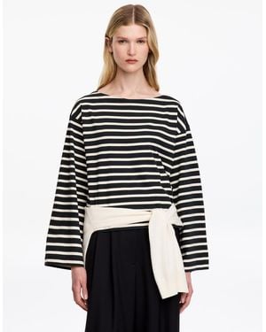 ARKET Striped Boat-Neck Top - Black
