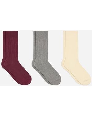 ARKET Supima Cotton Rib Socks Set Of 3 Pairs - White