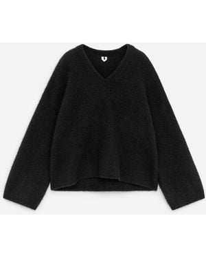 ARKET Alpaca-Wool Blend V-Neck Jumper - Black