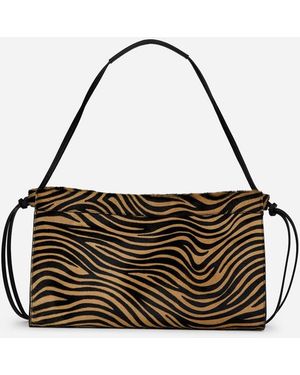 ARKET Zebra-Print Leather Shoulder Bag - Natural