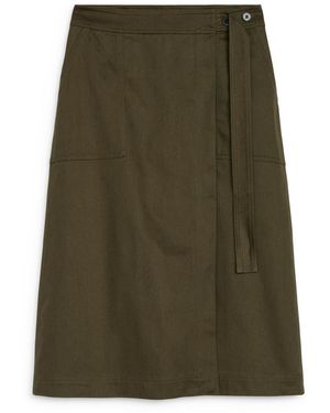 ARKET Cotton Wrap Skirt - Green