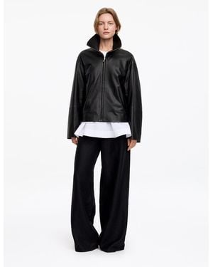 ARKET Short Leather Jacket - Black