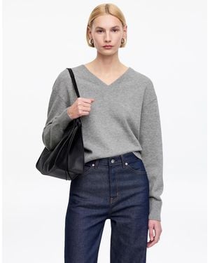 ARKET Cotton-Wool V-Neck Jumper - Grey