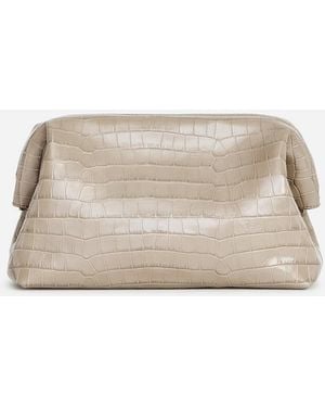 ARKET Croco-Embossed Leather Clutch - Natural