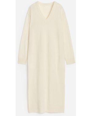 ARKET V-Neck Wool Dress - White