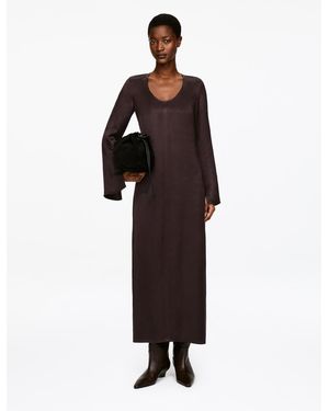 ARKET Scoop-Neck Satin Dress - Brown