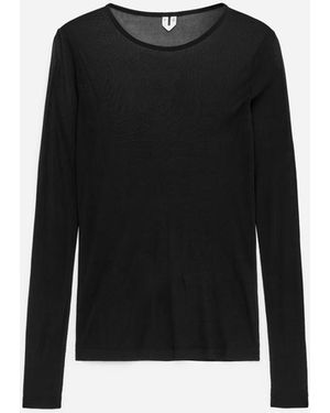 ARKET Slim Silk Top - Black