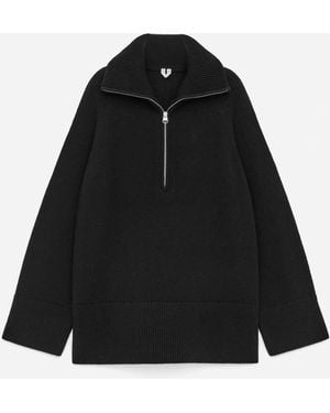 ARKET Leather-Patch Wool-Cotton Jumper - Black