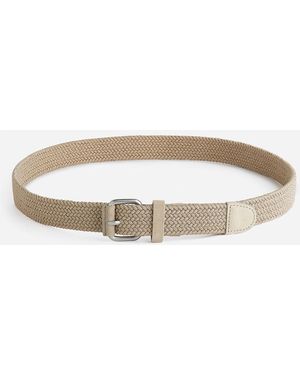 ARKET Braided Leather Trimmed Belt - Natural