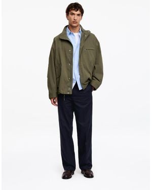 ARKET Wide Cotton Linen Trousers - Blue