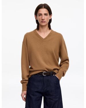 ARKET Cotton-Wool V-Neck Jumper - Blue