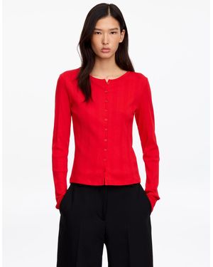 ARKET Ribbed Button-Front Top - Red