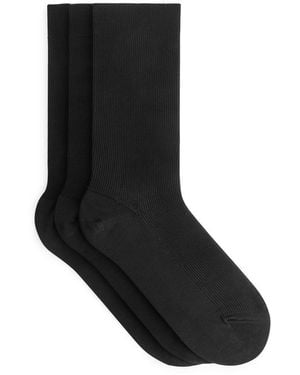 ARKET Mercerised Cotton Socks Set Of 3 - Black