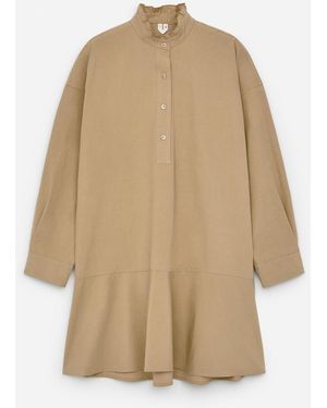 ARKET Frill-Detail Cotton Dress - Natural