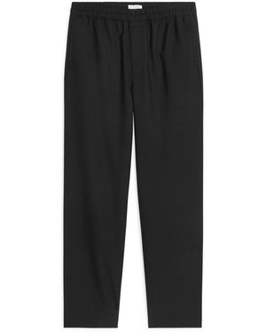 ARKET Hopsack Drawstring Trousers - Black