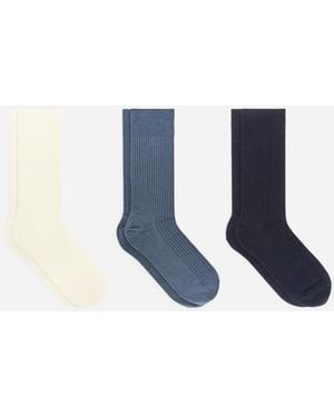 ARKET Supima Cotton Rib Socks Set Of 3 Pairs - Blue