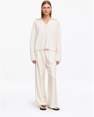 ARKET Silk Twill Trousers - White