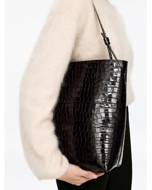 ARKET Croc-Effect Leather Tote - Black