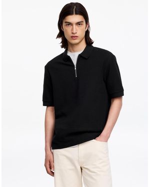 ARKET Polo Zip Shirt - Black