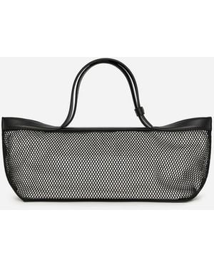 ARKET Leather-Detail Mesh Tote Bag - White