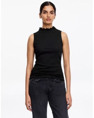 ARKET Mock-Neck Ribbed Top - Black