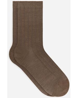 ARKET Ribbed Silk-Blend Socks - Brown